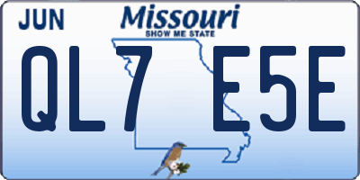 MO license plate QL7E5E