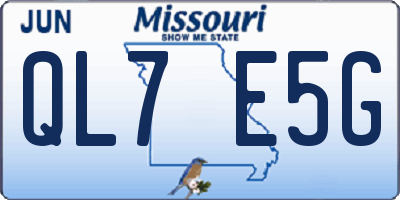 MO license plate QL7E5G