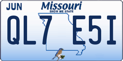 MO license plate QL7E5I