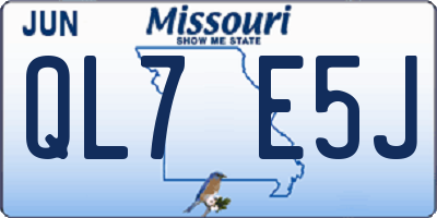 MO license plate QL7E5J