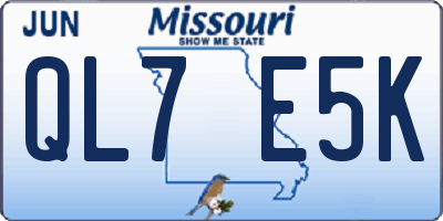 MO license plate QL7E5K