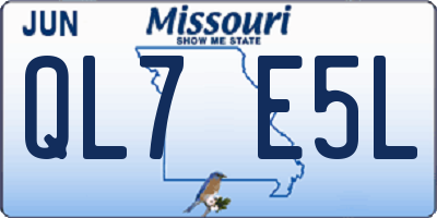MO license plate QL7E5L