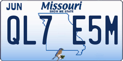 MO license plate QL7E5M