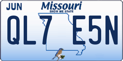 MO license plate QL7E5N