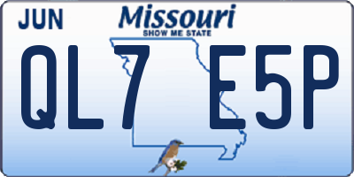 MO license plate QL7E5P