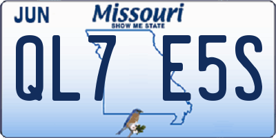 MO license plate QL7E5S
