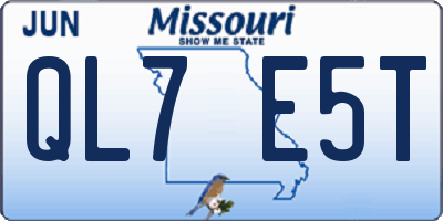 MO license plate QL7E5T