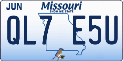 MO license plate QL7E5U