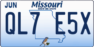 MO license plate QL7E5X