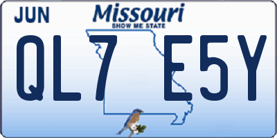 MO license plate QL7E5Y