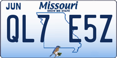 MO license plate QL7E5Z