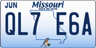 MO license plate QL7E6A