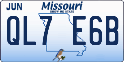 MO license plate QL7E6B