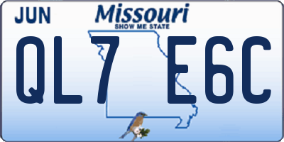 MO license plate QL7E6C