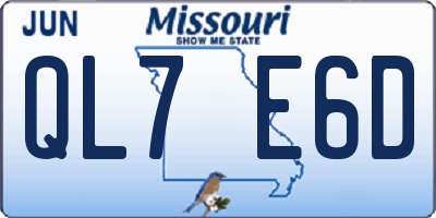 MO license plate QL7E6D