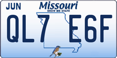 MO license plate QL7E6F