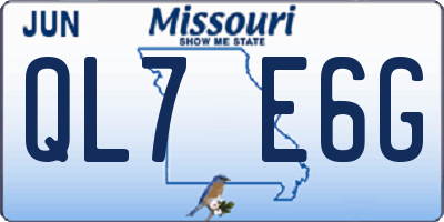 MO license plate QL7E6G