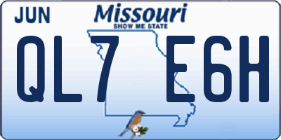 MO license plate QL7E6H