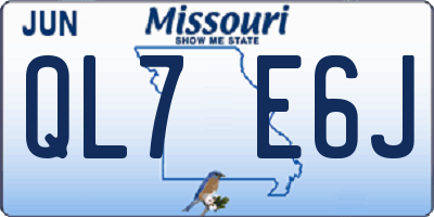 MO license plate QL7E6J