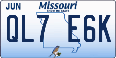 MO license plate QL7E6K
