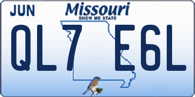 MO license plate QL7E6L