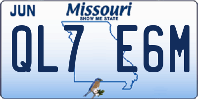 MO license plate QL7E6M