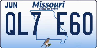 MO license plate QL7E6O