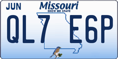 MO license plate QL7E6P