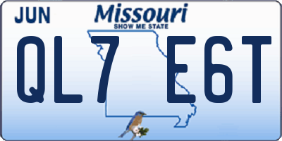 MO license plate QL7E6T