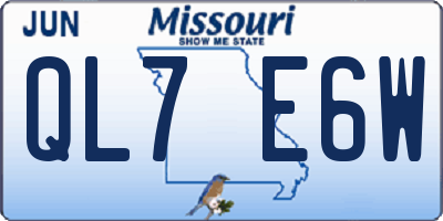 MO license plate QL7E6W