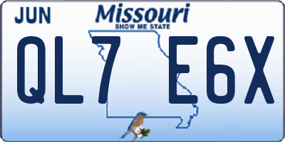 MO license plate QL7E6X