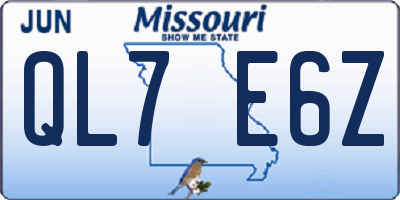 MO license plate QL7E6Z