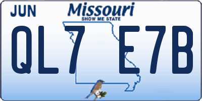 MO license plate QL7E7B