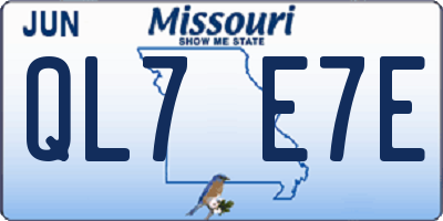 MO license plate QL7E7E