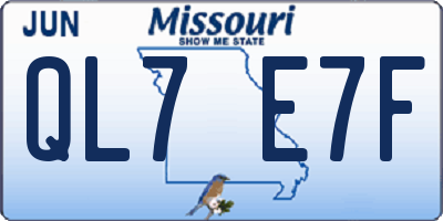 MO license plate QL7E7F