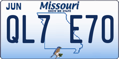 MO license plate QL7E7O