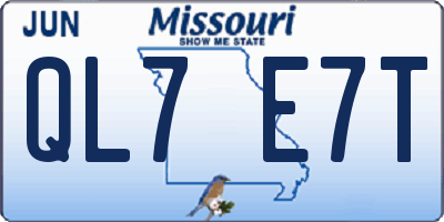 MO license plate QL7E7T