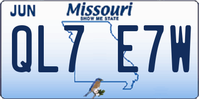 MO license plate QL7E7W
