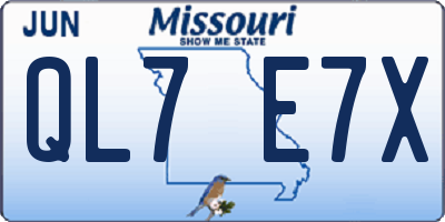 MO license plate QL7E7X