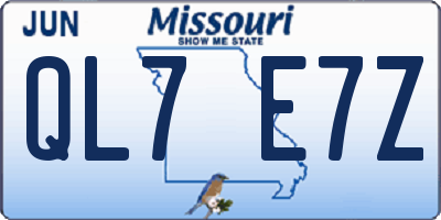 MO license plate QL7E7Z