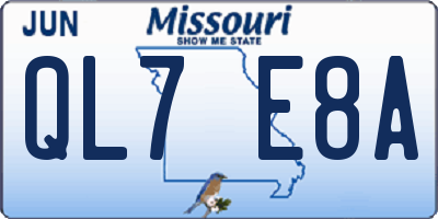 MO license plate QL7E8A