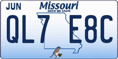 MO license plate QL7E8C