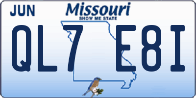 MO license plate QL7E8I