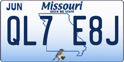 MO license plate QL7E8J