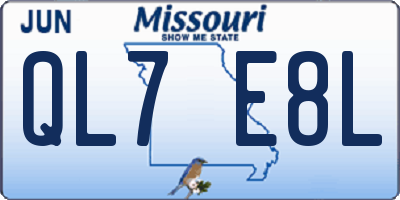 MO license plate QL7E8L