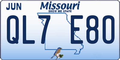 MO license plate QL7E8O