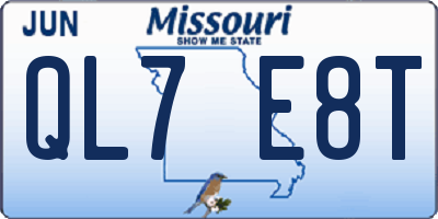 MO license plate QL7E8T