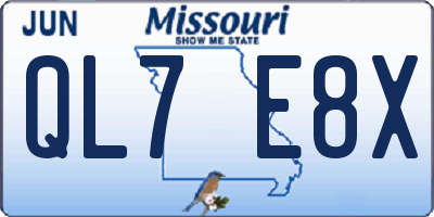 MO license plate QL7E8X