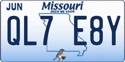 MO license plate QL7E8Y