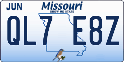 MO license plate QL7E8Z